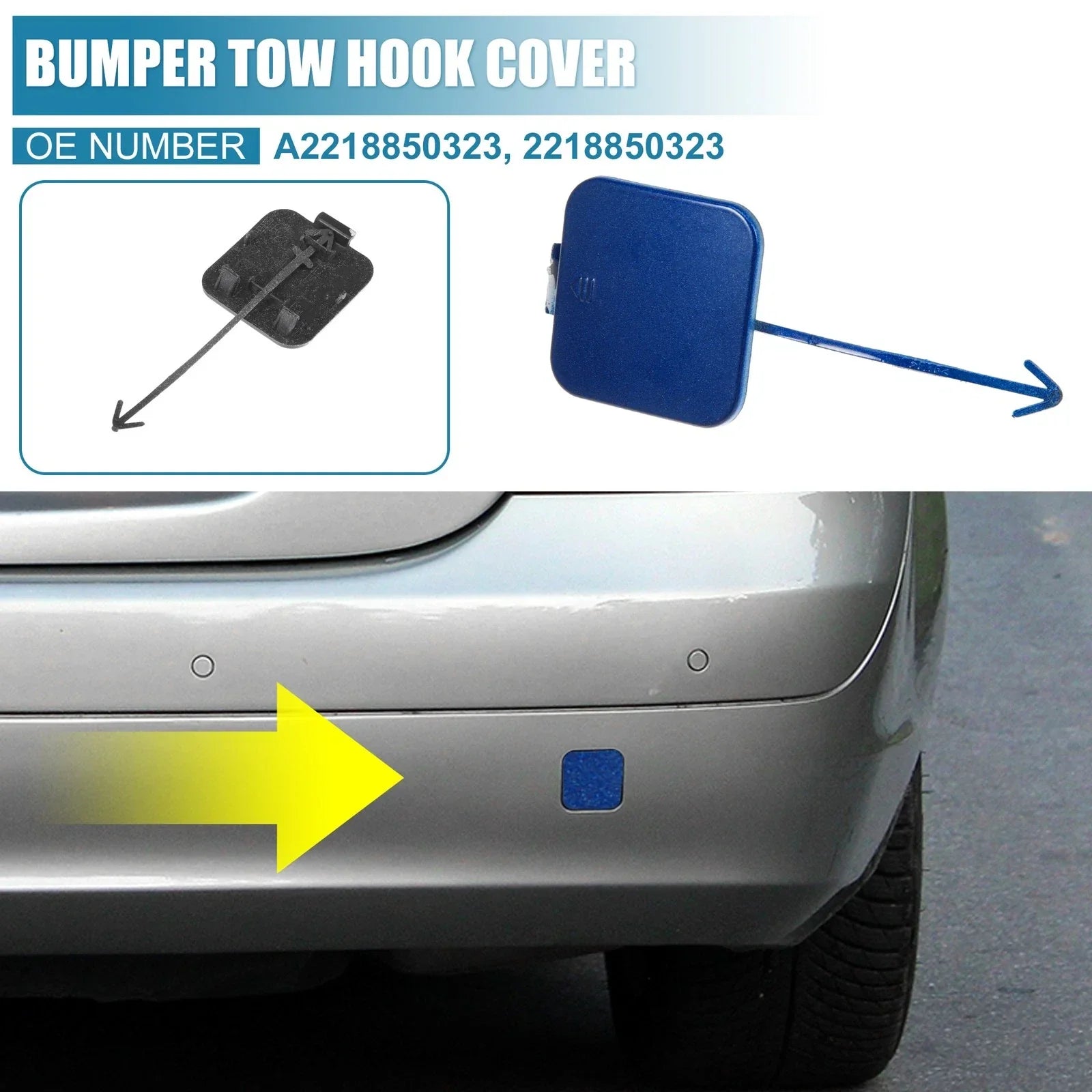 Rear Bumper Tow Hook Cover for Mercedes-Benz W221 2007-2009 Blue