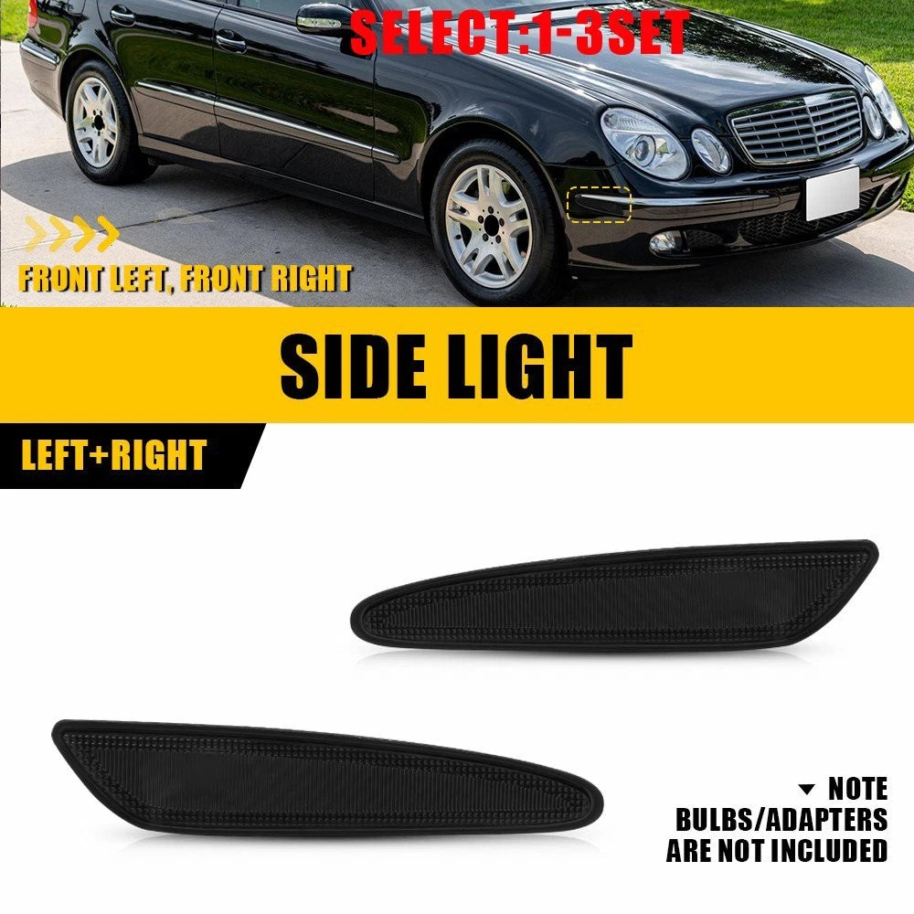 2X Smoke Lens Front Bumper Side Marker Lights for Mercedes W211 (2003–2006)