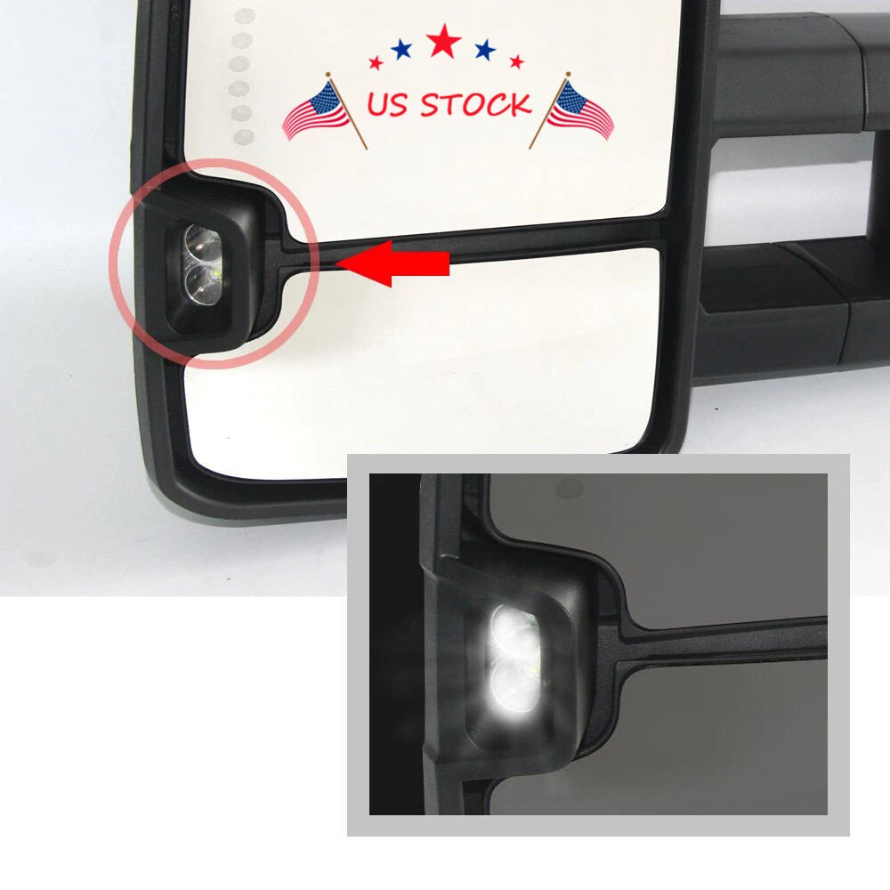 Tow Mirrors for Chevy Silverado GMC Sierra (2014–2018) - Power Heated LED Signal