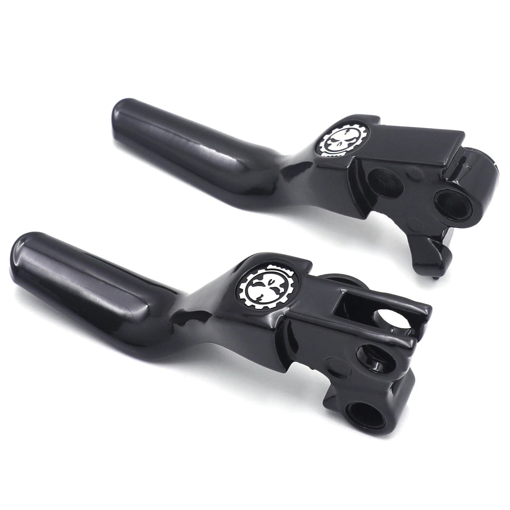 Chrome Skull Shorty Brake Clutch Levers for Harley XL/Dyna/Touring (1996–2007)
