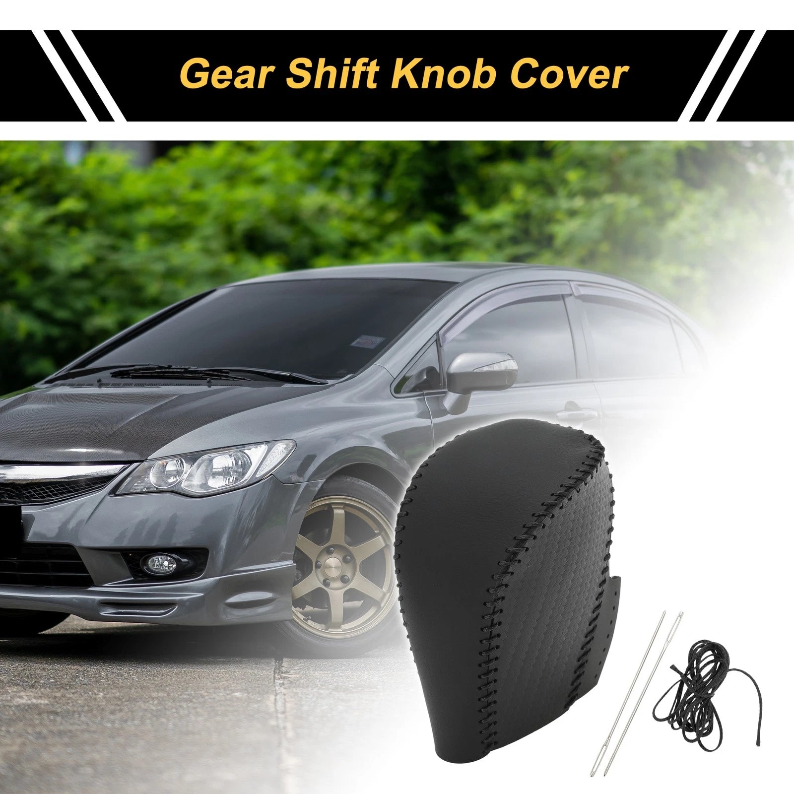 Gear Shift Knob Cover for Honda Civic (2016–2021) Black Faux Leather