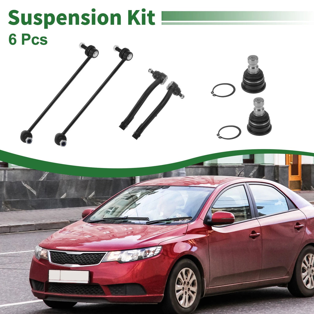 Set of 6 Front Outer Tie Rod Ends & Sway Bar Link for Kia Sorento 