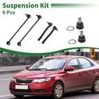 Set of 6 Front Outer Tie Rod Ends & Sway Bar Link for Kia Sorento 