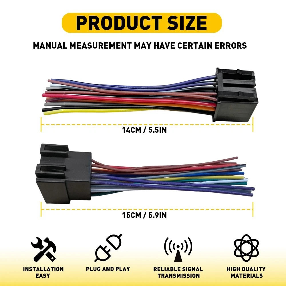 2Pcs ISO Wire Harness 16 Pin for Peterbilt Freightliner Semi Truck