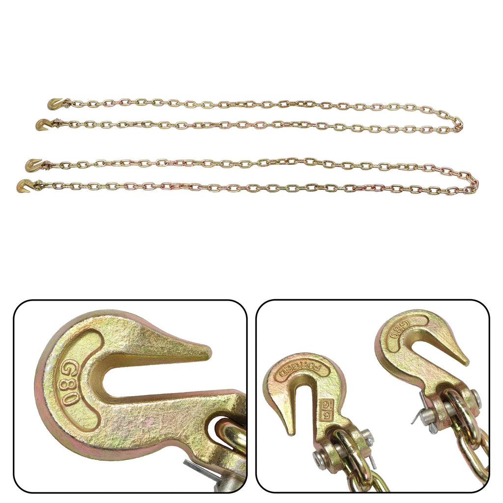 2X Heavy Duty Transport Chains for DIY Use (5/16in, 10.3ft, 4900lbs)