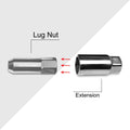 20Pc M12X1.5 Silver JDM Open-End Acorn Hex Wheel Lug Nuts + Extension 25mmx60mm