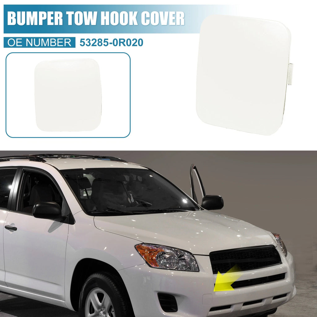 1 Pair Front Tow Hook Cap for Toyota RAV4 (2009–2012) 53285-0R020 53286-0R020 White