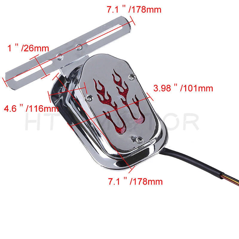 12V Flame Brake Tail Light Metal Bracket for Harley Cruiser Chopper KTM