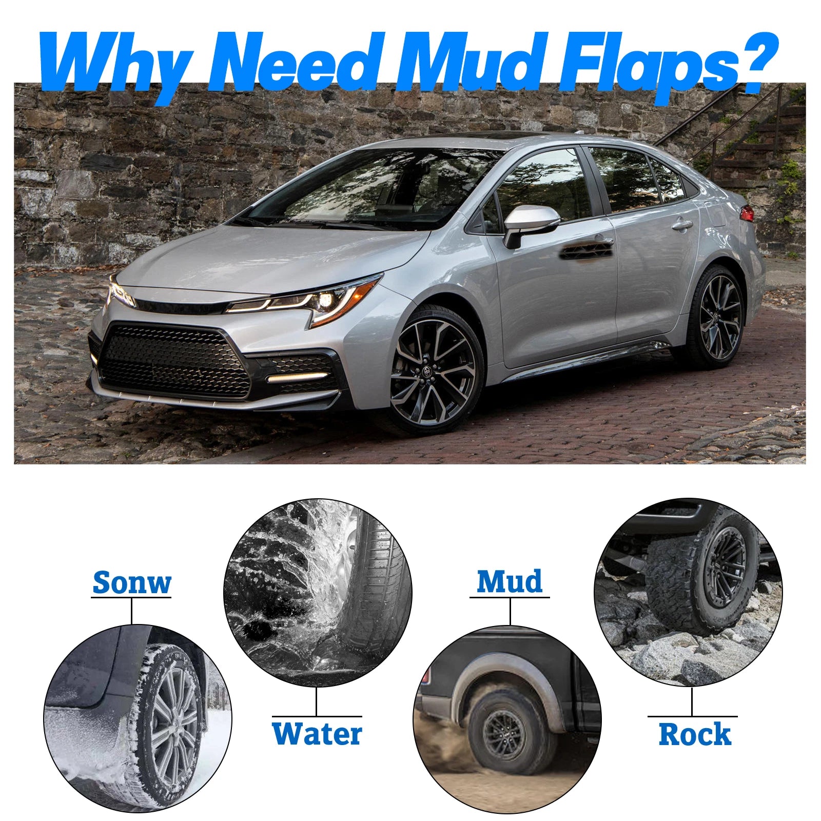 4PCS Front & Rear Mud Flaps for Toyota Camry 2007-2011 (2.5L)