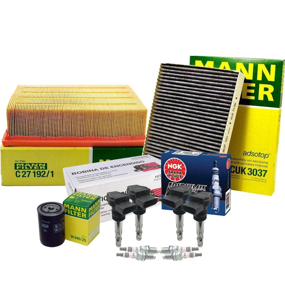 Tune-Up Kit with Mann Filters, NGK Spark Plugs, Hitachi Coils for Audi A4