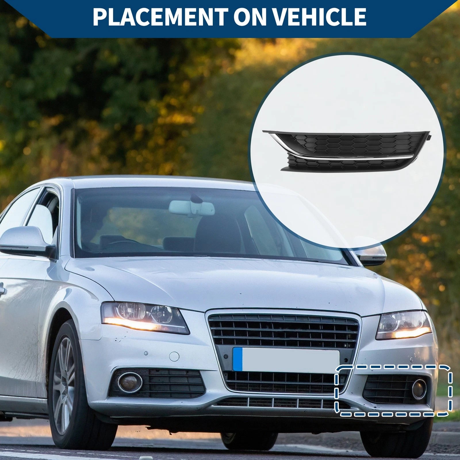 1pc Fog Light Grill for Volkswagen Passat (2012–2015) No. 561853665E