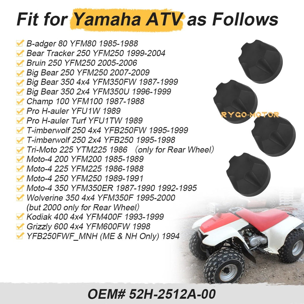 Set of 4 Wheel Caps for Yamaha Bear Tracker 250 YFM250 (1999–2004) 52H-2512A-00