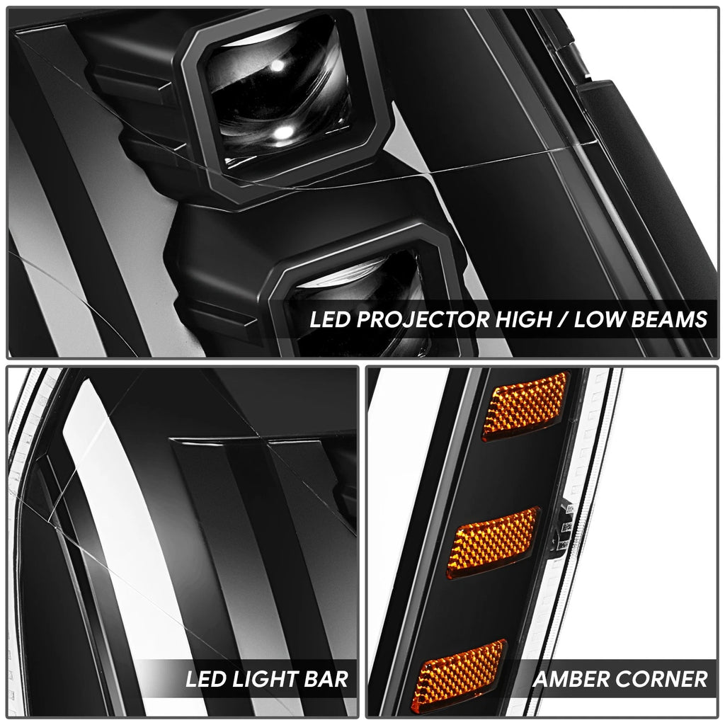Quad Projector LED Switchback Headlights for Cadillac Escalade ESV EXT (2007–2014)
