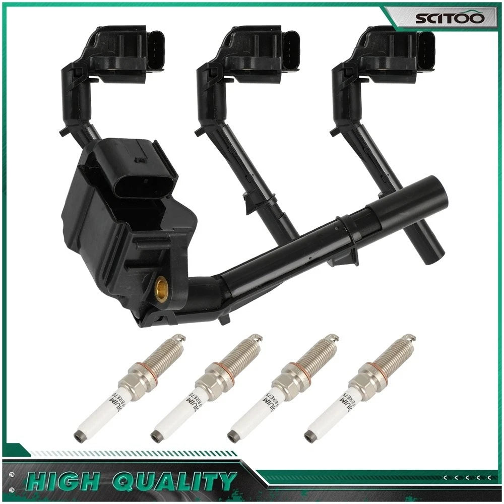 Set of 4 Ignition Coils & Spark Plugs for Mercedes-Benz B250 C300 C350e CLA250 (2013–2019)