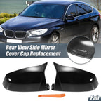 Pair Door Rearview Mirror Cover Cap Gloss Black for BMW 525i 528i 530i 535i 550i (2001–2007)