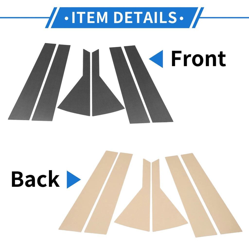 6 Pcs Door Pillar Window Trim for Kia Seltos (2020–2023) Carbon Fiber Black