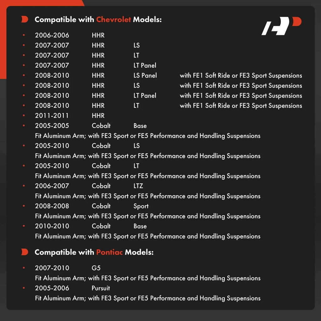 2X Front Lower Ball Joints for Chevy Cobalt HHR Pontiac G5 (2005–2010)