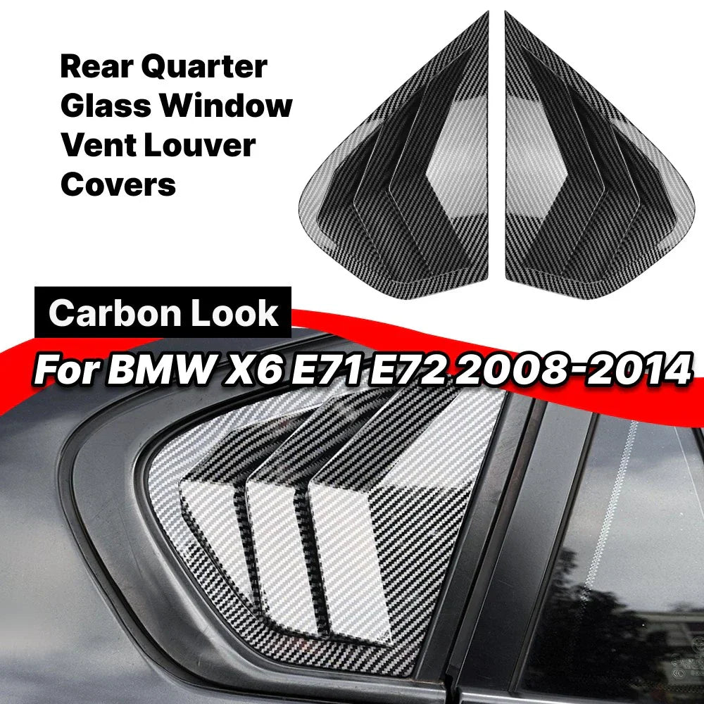 Carbon Style Rear Window Quarter Duct Vent Covers for BMW X6 (2008–2014)