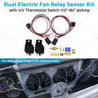 Dual Electric Cooling Fan Wiring Kit for 12V Thermostat 175-185 40A