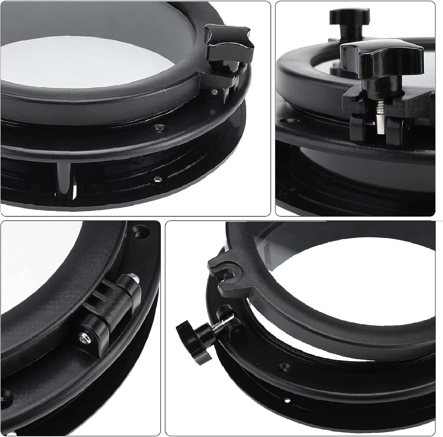 8" Round Opening Porthole Replacement Window Tempered Glass Black