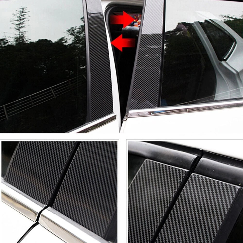 Set of 6 Black Pillar Post Trim Covers for Honda Civic (2006–2011)