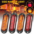 Set of 4 LED Amber Red Oval Side Marker Lights for Universal Fit