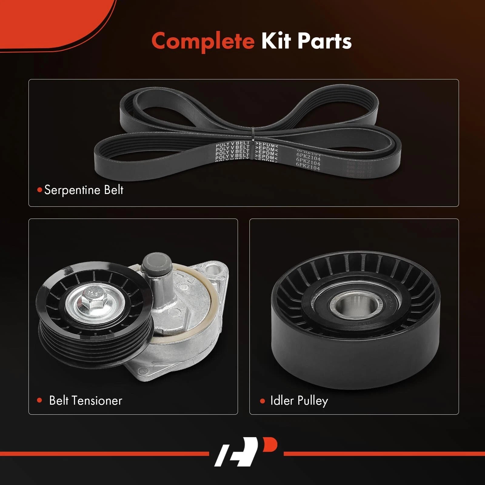 3X Serpentine Belt Drive Component Kit for Ford Escape (2001-2012)