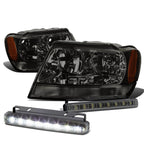 Smoked Housing Headlight + Amber Corner + LED Fog Light Kit for Jeep Grand Cherokee (1999–2004)