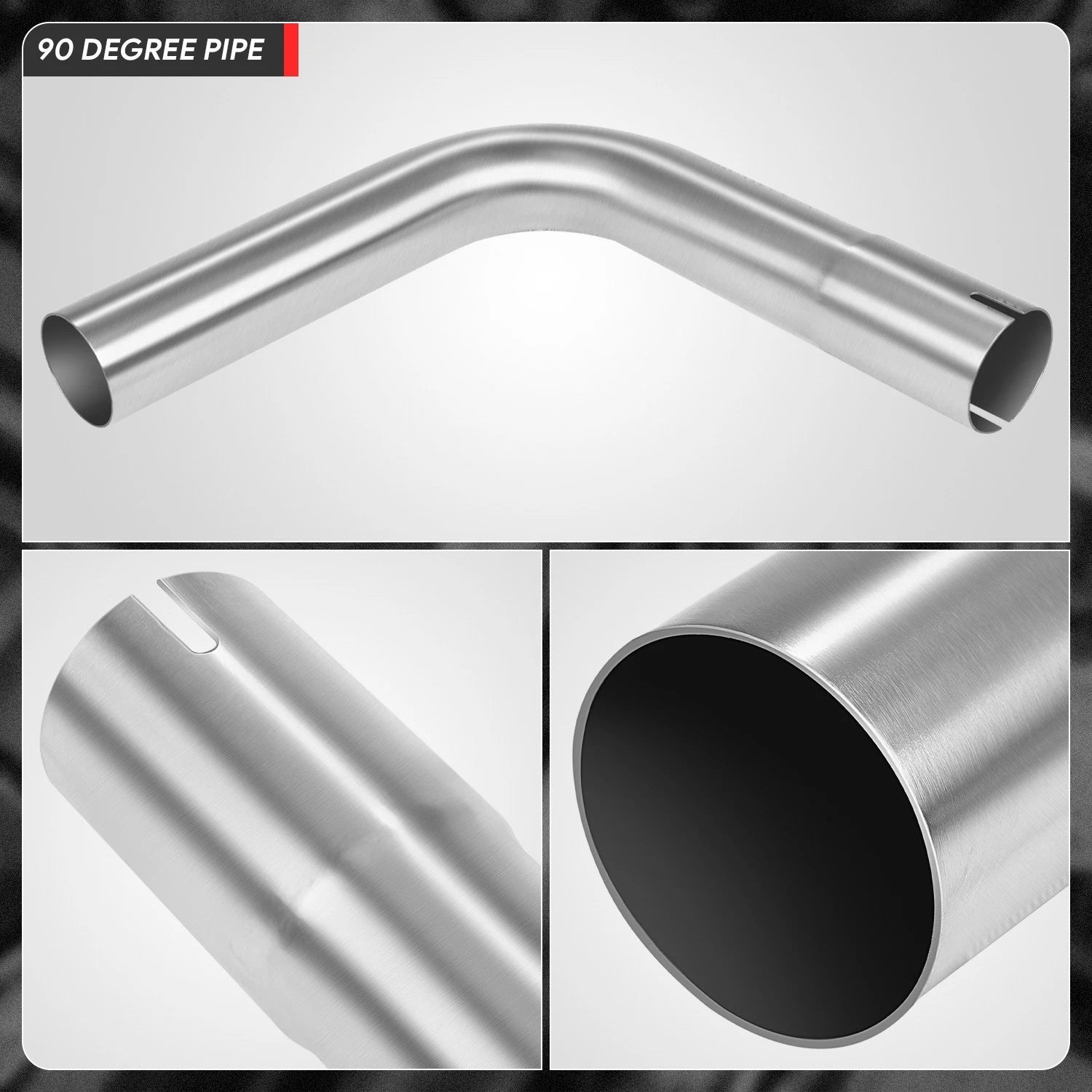 90 Degrees Bend Pipe for Exhaust (2" OD, 18-Gauge Stainless Steel)