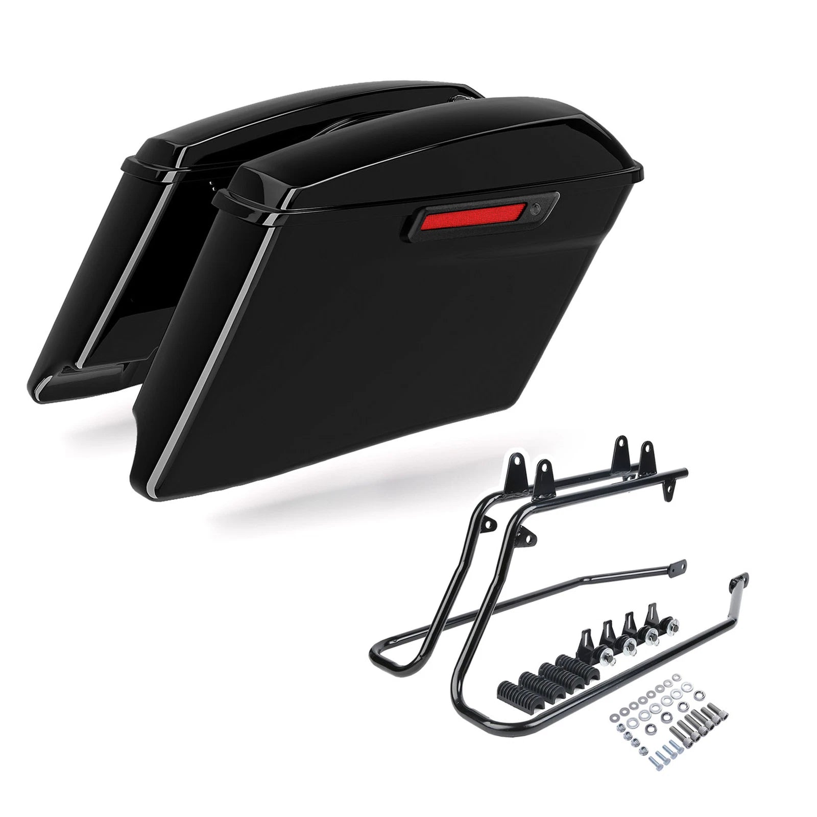 4" Stretched Hard Saddlebags & Bracket for Harley Softail (1984–2017)