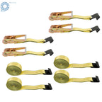 Set of 4 Heavy Duty Flat Hook Ratchet Straps for Flatbed