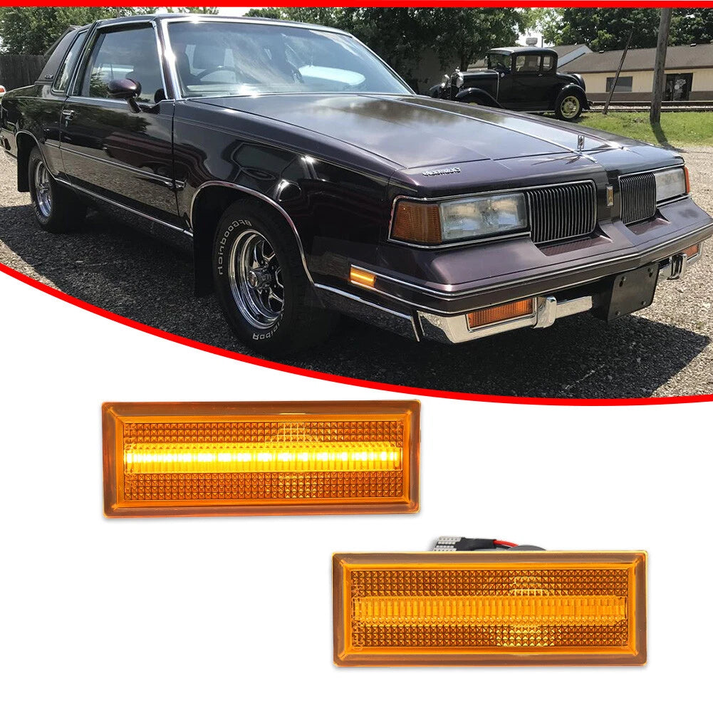 Amber LED Front Side Marker Lights for Oldsmobile Cutlass 442 (1981–1988)
