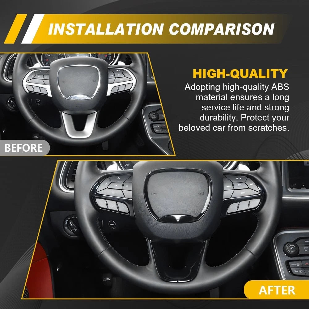 Black Steering Wheel Frame Trim for Dodge Charger/Challenger (2015-2023)
