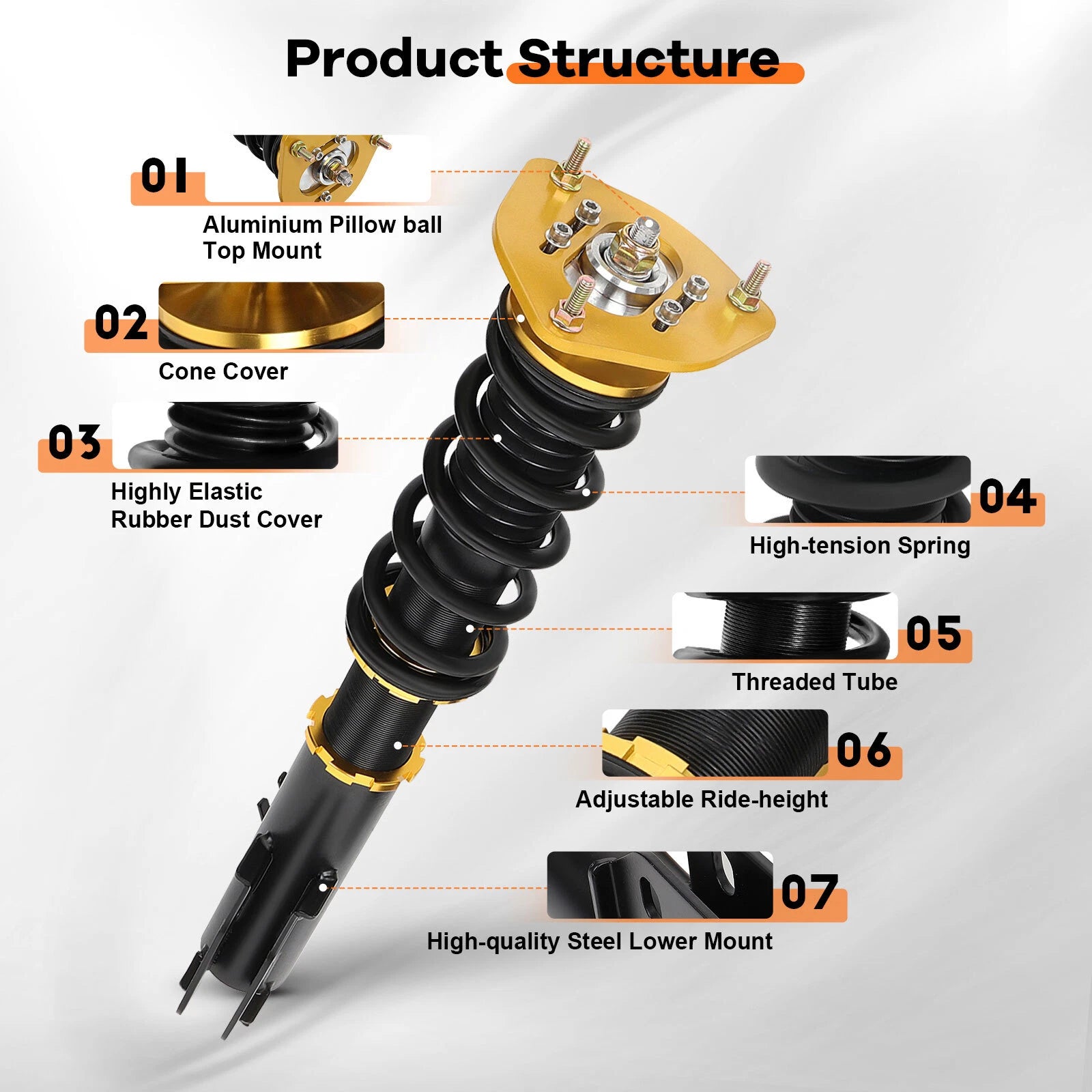 Coilovers for Subaru Impreza WRX (2002-2007) Yellow Shock Absorber Kit