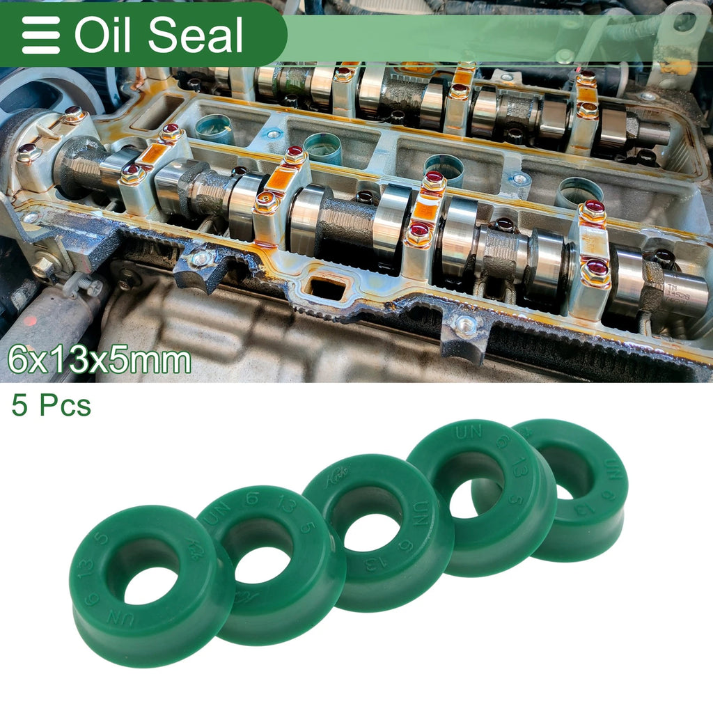 Set of 5 Oil Seal Ring 6x13x5mm for Rotary Shaft (TPU, High Pressure)