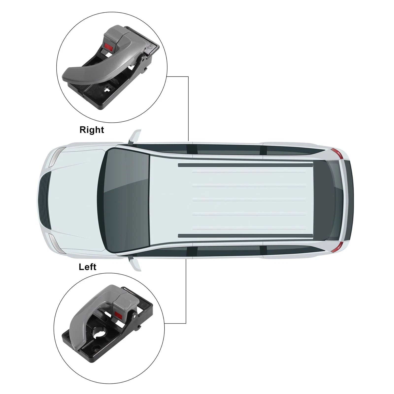 2X Interior Door Handle Black Gray for Hyundai Tucson (2005–2009)