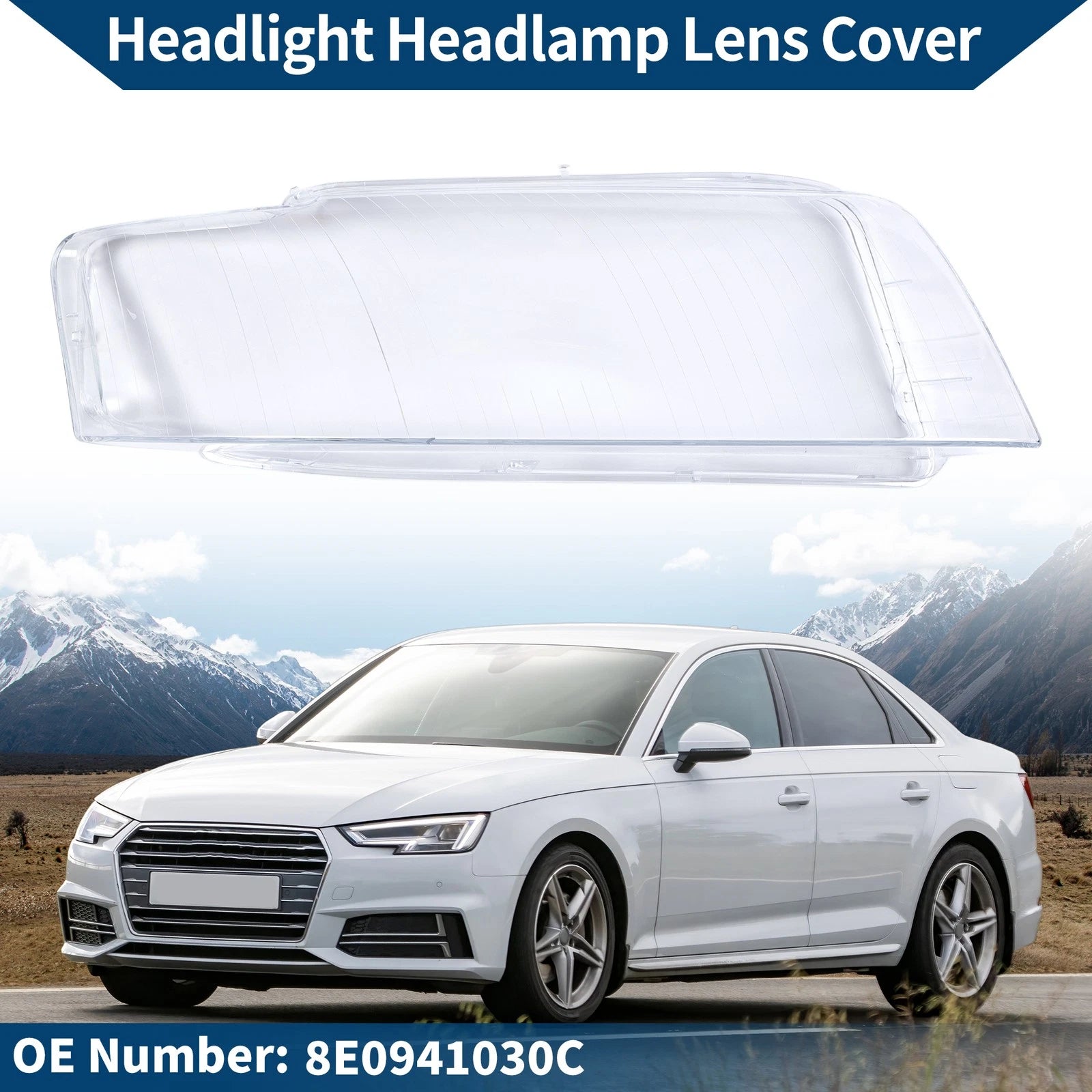 1 Pc Headlight Lens Cover for Audi A4 B6 (2001–2005) No. 8E0941030C Clear