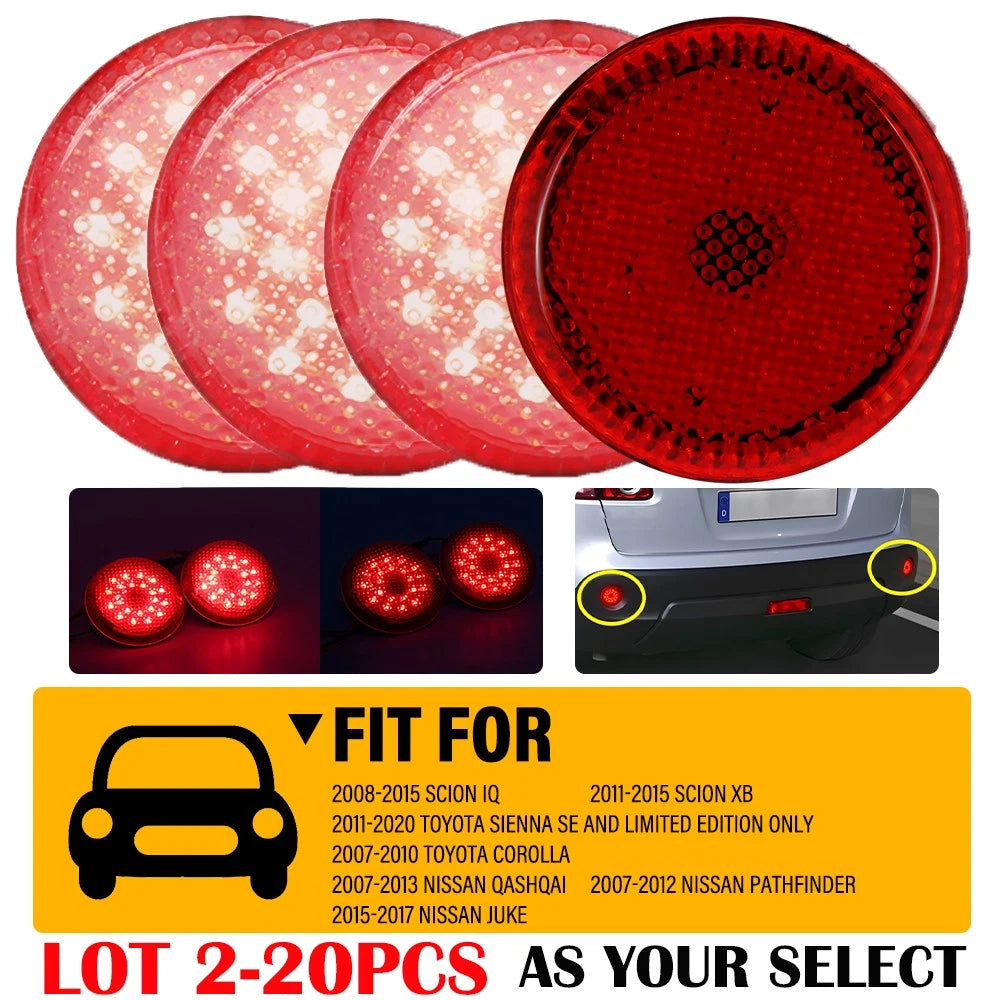 Set of 2 LED Rear Bumper Reflector Brake Tail Fog Lights for Toyota Corolla (2007–2010)