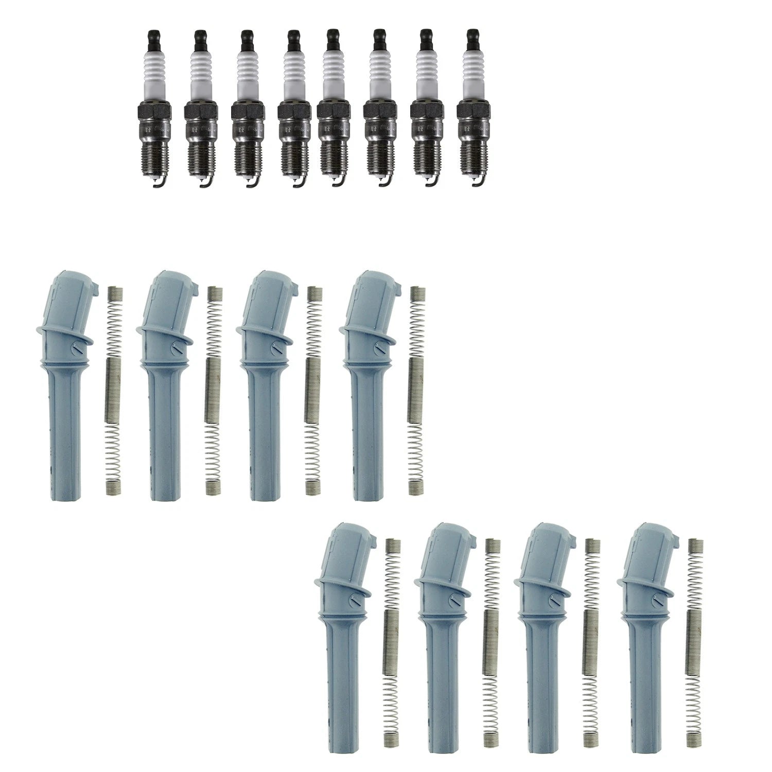 Denso 8 Iridium Spark Plugs & NGK Ignition Coil Boots Kit for Ford E-150 (2004–2014)