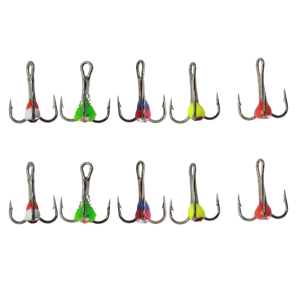 Set of 10 Stainless Steel Ice Fishing Hooks for Cold Water Fishing