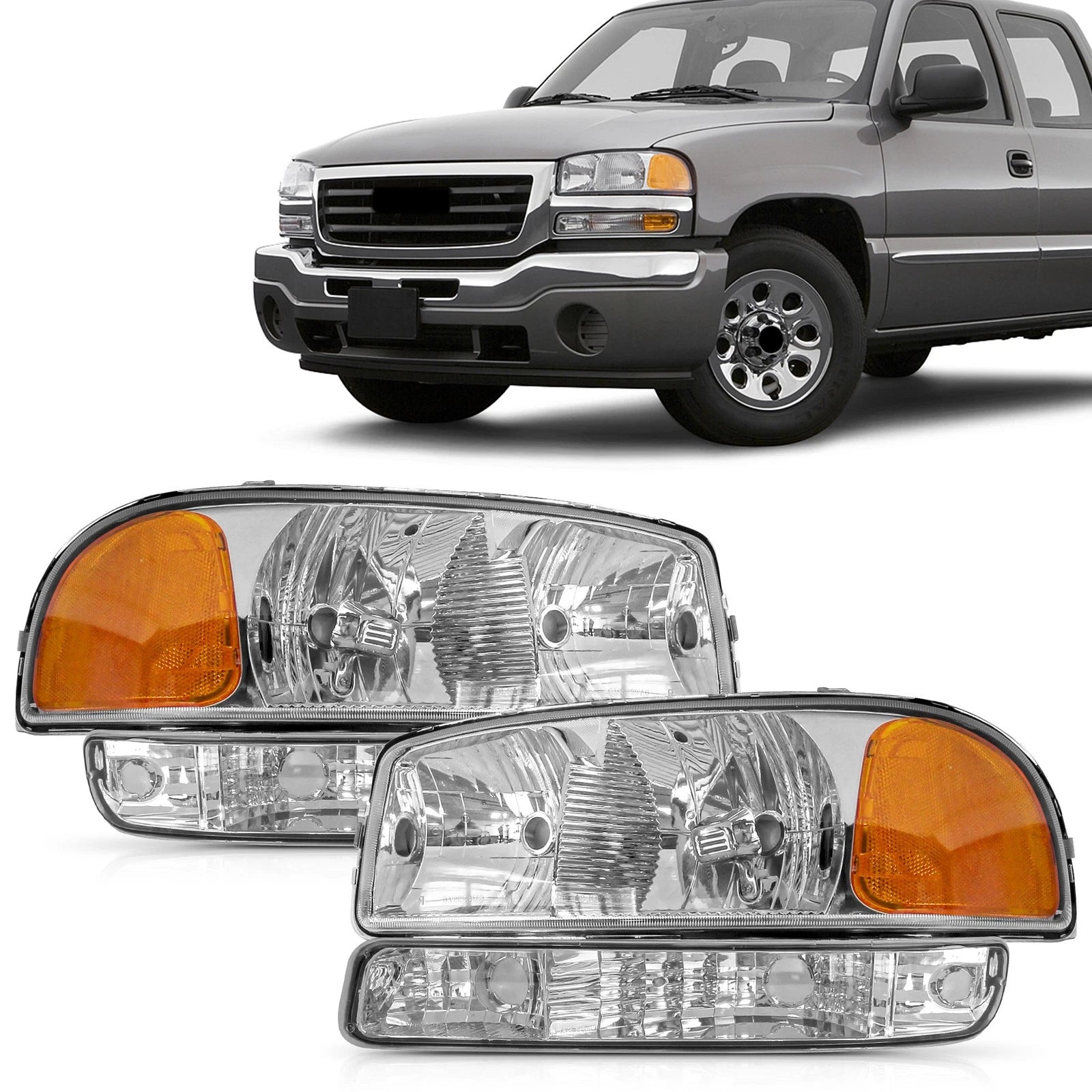 Set of 2 Halogen Headlights for GMC (1999–2007) and Yukon (2000–2006)
