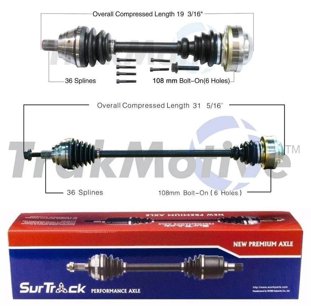 Set of 2 Front CV Axle Shaft Assemblies for Audi A3 VW CC Passat Jetta (2006–2012)