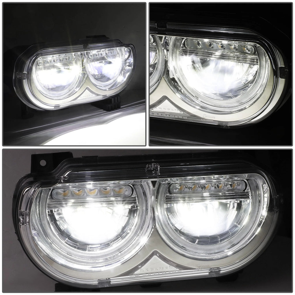 LED DRL Sequential Turn Signal Headlight Lamps for Dodge Challenger (2008–2014)