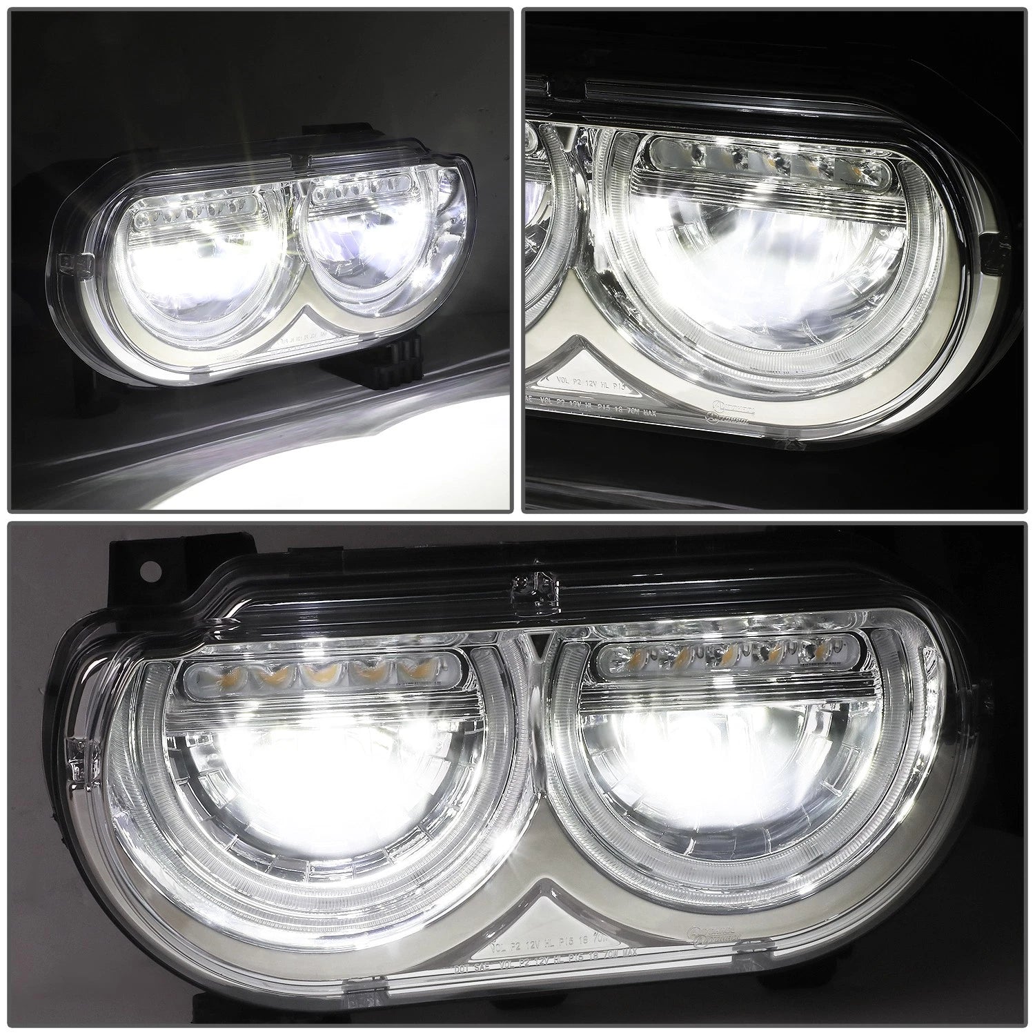 LED DRL Sequential Turn Signal Headlight Lamps for Dodge Challenger (2008–2014)