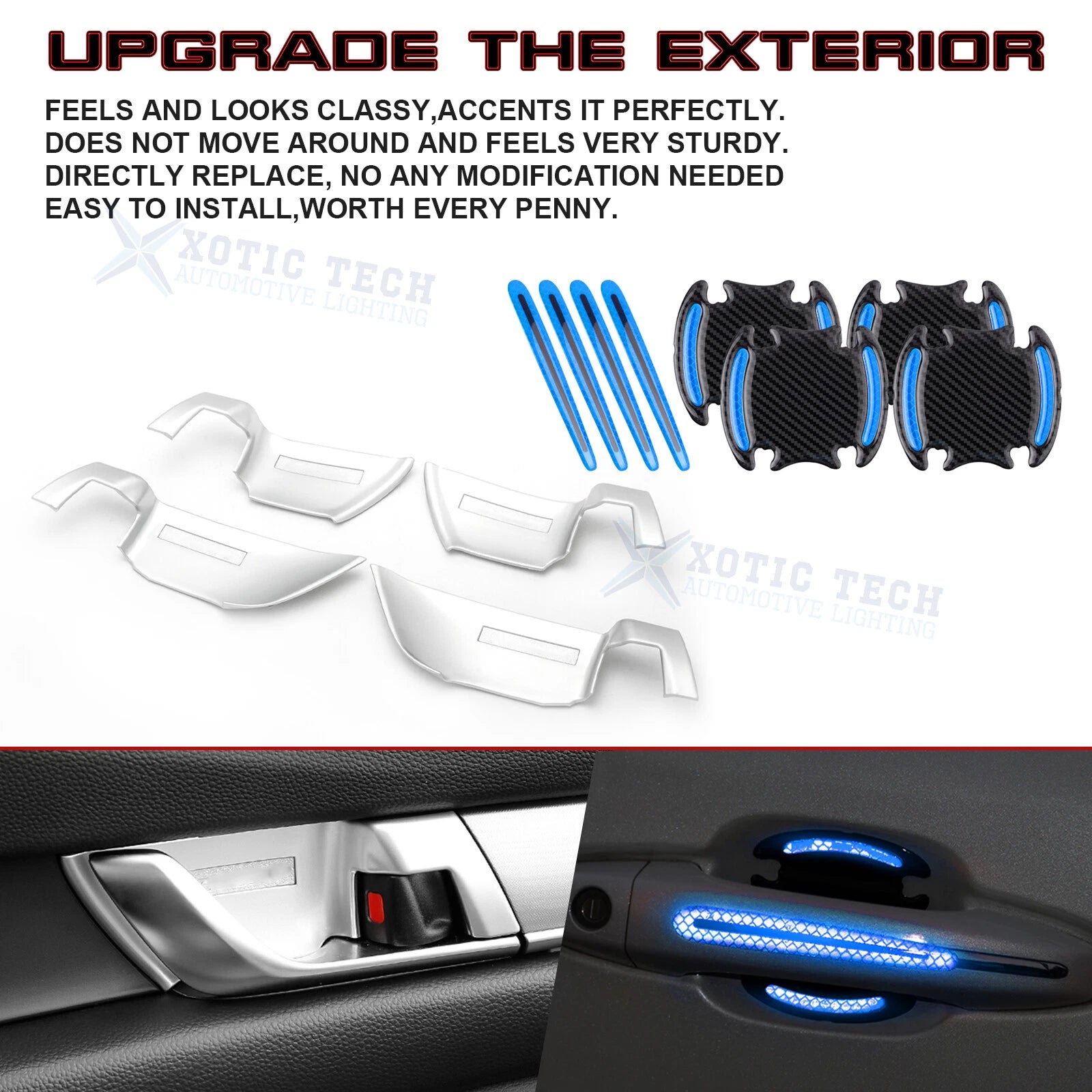 Chrome Matte Blue Door Handle Bowl Trim for Honda Accord (2018-2022)