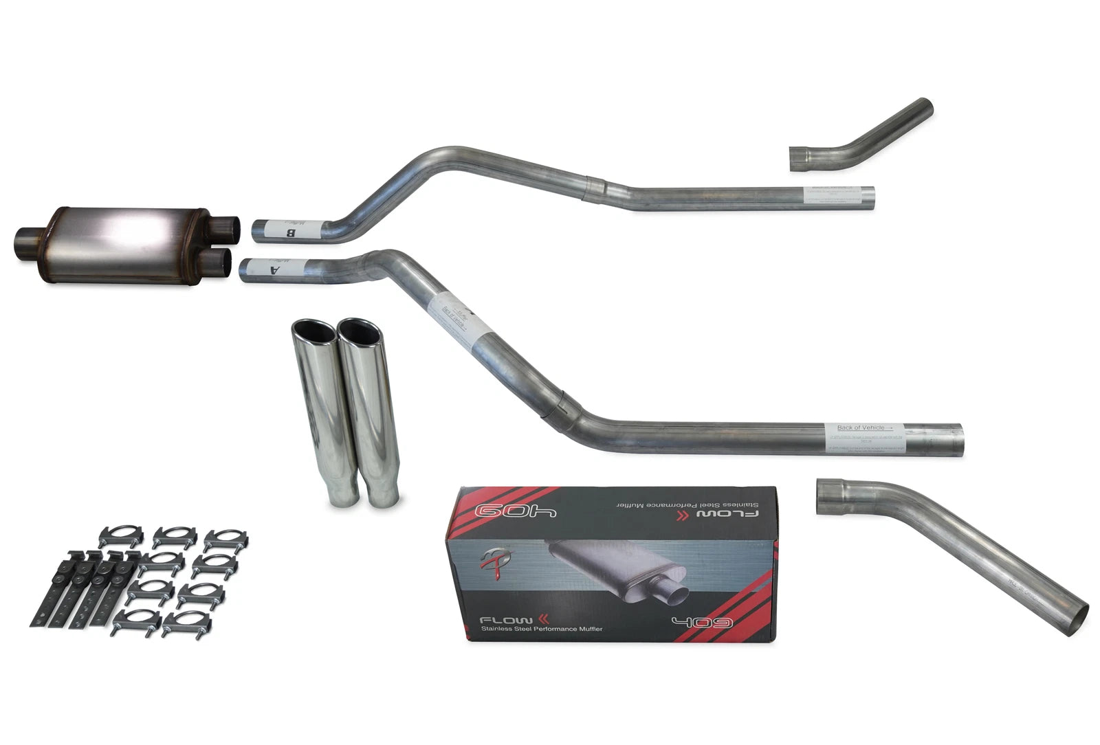2.5" Dual Exhaust Kit for Chevy Blazer (2000–2004) - Flow II, Clamp-On Tips