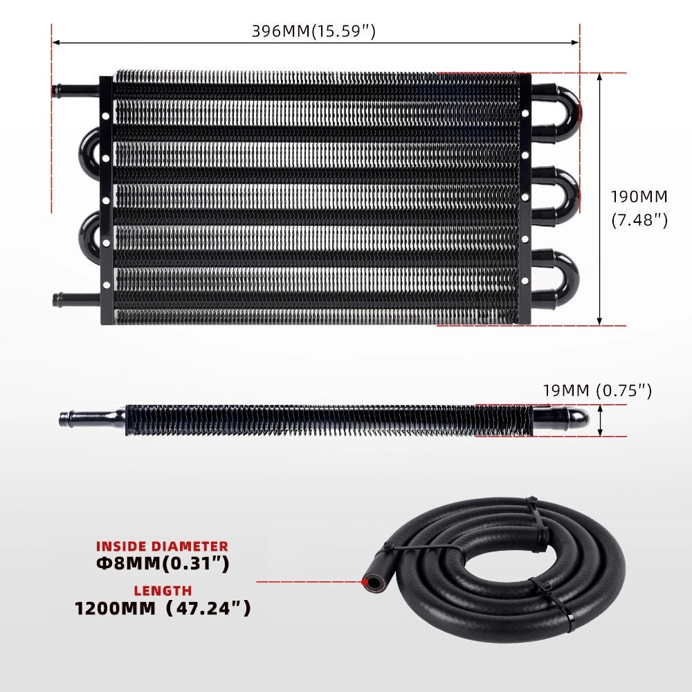 6 Rows Universal Aluminum Remote Transmission Oil Cooler Kit