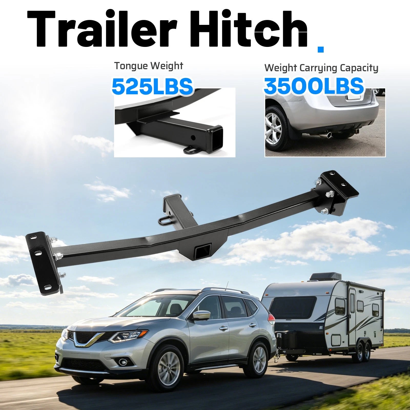 Class 3 Trailer Hitch Tow 2-Inch Receiver for Nissan Rogue (2008–2020)