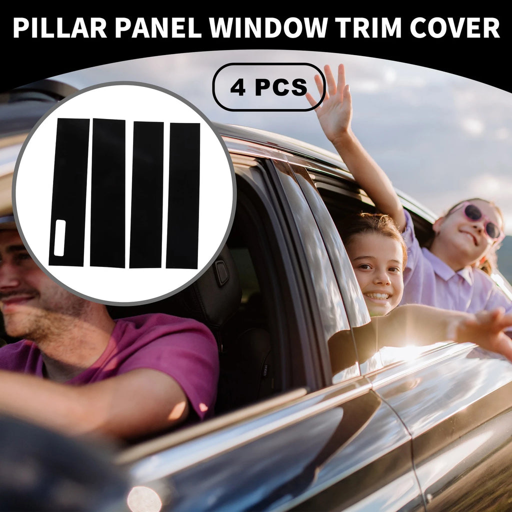 Set of 4 Car Pillar Window Trim Covers for Ford F-150 (2015–2021) Black
