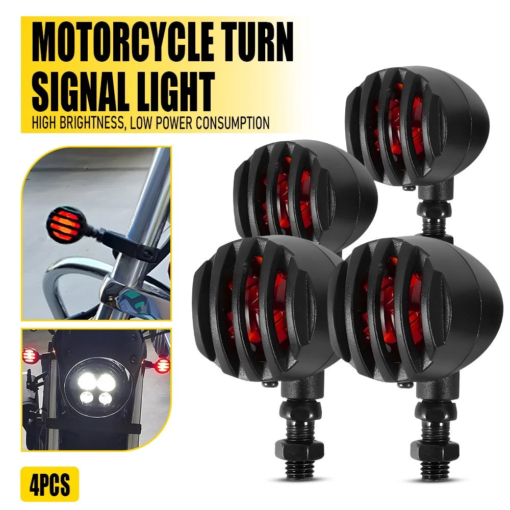 4X Red Motorcycle Turn Signal Blinker Light for Honda Yamaha Kawasaki